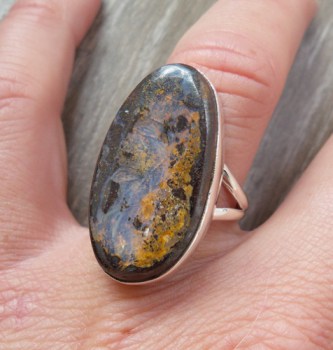 Zilveren edelsteen ring met Boulder Opaal ring maat 17.5 mm